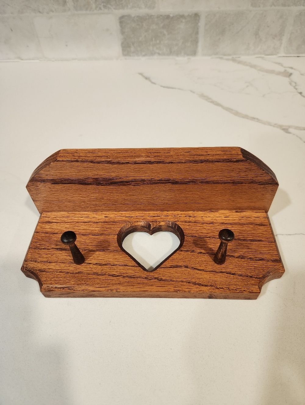 Vintage Handmade Wooden Wall Shelf Heart-Shaped Cutout